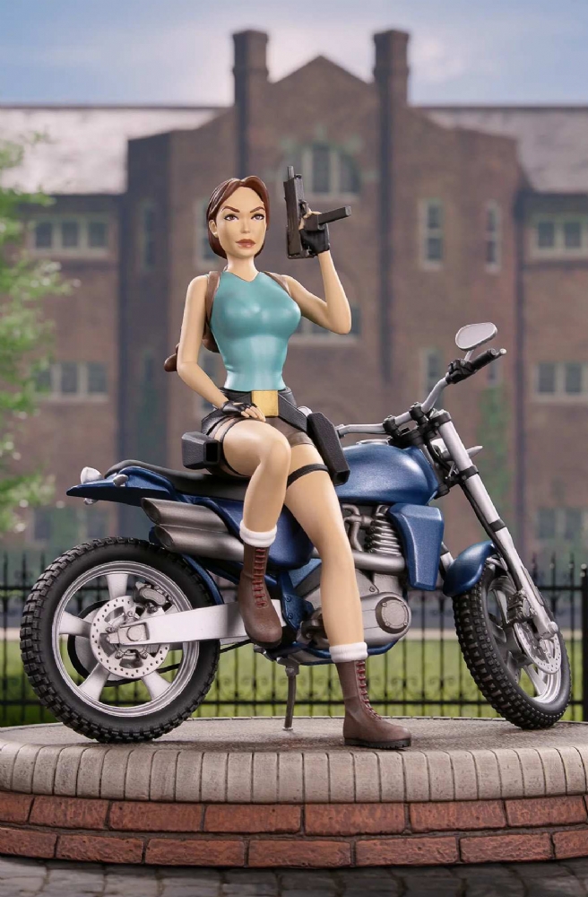 黑马出品古墓丽影系列：经典摩托车劳拉高级雕像